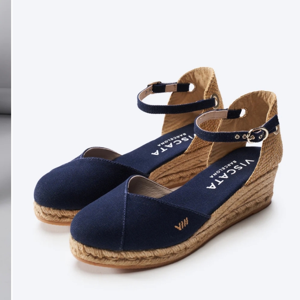 Women's Navy Espadrille Wedges